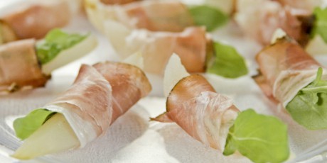 Savory Elegance: Grappa Poached Pears Wrapped in Speck Ham