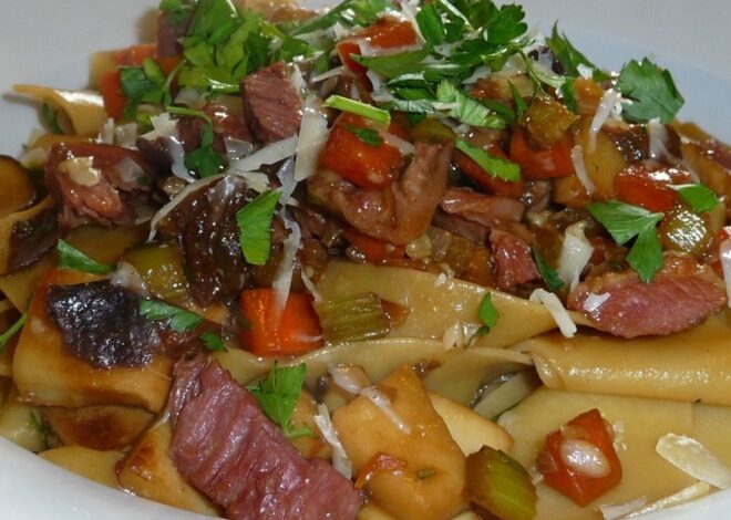 Savor the Elegance: Homemade Mushroom Pappardelle with Smoked Duck