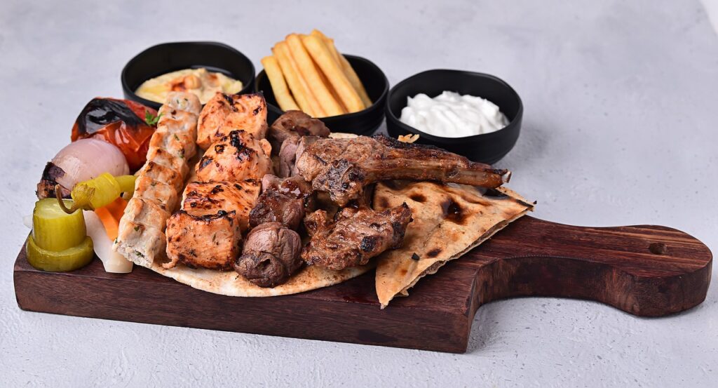 mix grill, kebab, chicken tikka