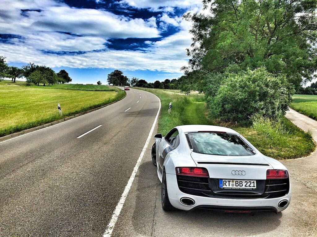 audi, car, road