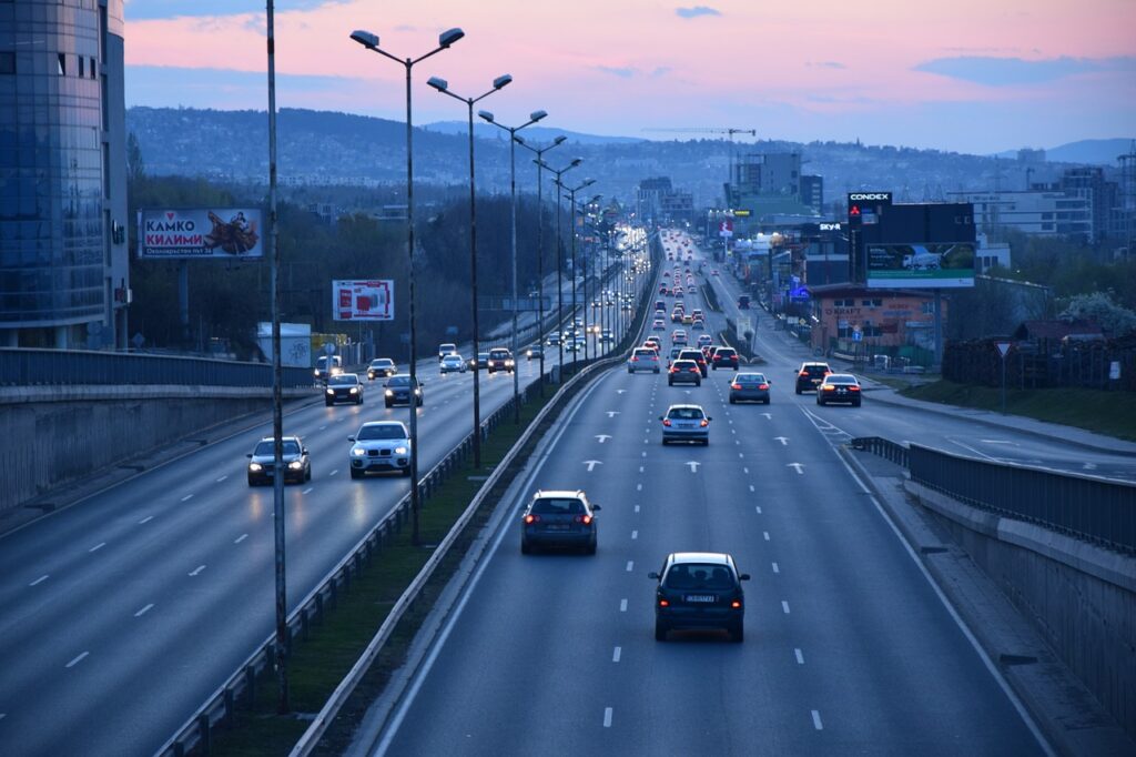 highway, city, cars